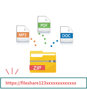 Zipファイルにまとめて共有リンクを発行